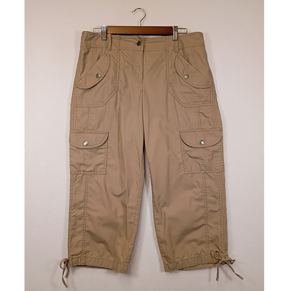 Utility Gorpcore Ann Taylor Womens 10 Tan Cotton Signature Fit Cargo Capris